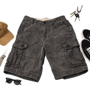 Hollister California Men’s Cargo Shorts Gray Cotton Utility Casual Size 34 GUC